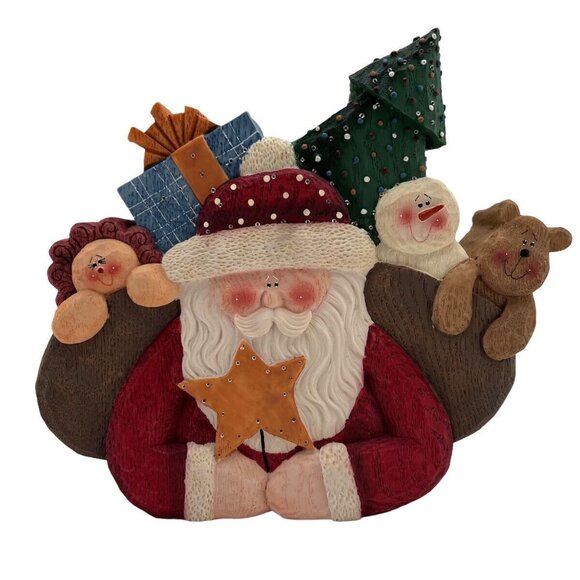 Santa w Toy Bag Wall Decor Lights Up Raggedy Ann Present Tree Snowman Teddy Star - Picture 1 of 12